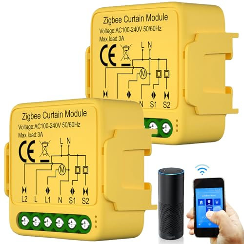 2 Stücke WiFi-Smart-Rollladenschaltermodul: Tuya WiFi Rolladenschalter Modul 2.4GHz Alexa Smart Rolladensteuerung, APP Steuerung, Zeitschaltuhr für Rolladenmotor, funktioniert mit Alexa/Google Home