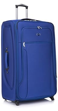 Aerostar Extra Large 32” Lightweight Softshell Expandable Suitcase, Check in Luggage 2 Corner Wheels with Integrated Combination Lock for 30kg (Royal Blue, 162 litres)