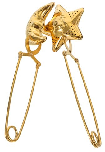 MAGICLULU Infusores De Té Con Forma De Luna y Estrella, Filtro Colador De Acero Inoxidable, Infusor De Té Con Asa Tipo Pinza, Para Hogar y Oficina, Pack De 2 Unidades