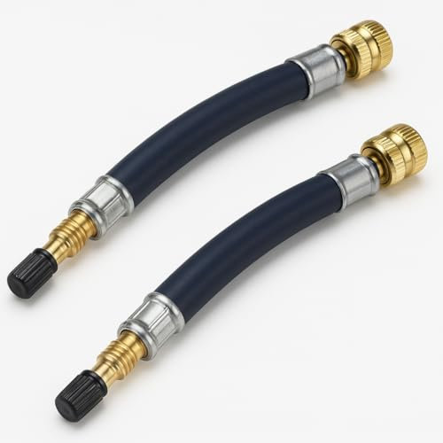 Manovella Lot de 2 rallonges de valve de pneu - 210 mm - Tuyau flexible en caoutchouc avec valve métallique robuste pour camion, camping-car, bus, remorque et plus encore - Idéal pour les valves