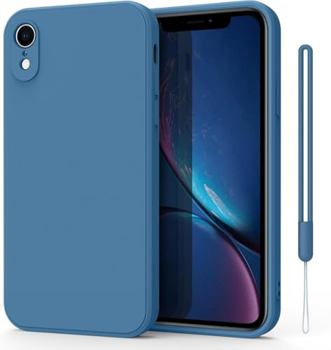 YLK Cover per iPhone XR Custodia in Silicone Liquido Ultra Sottile con Rivestimento in Morbido Tessuto in Microfibra, Custodia Protettiva Completa per iPhone XR 6,1 (Blu navy)