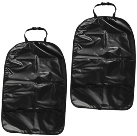 Mikinona 2 Pcs Alfombrillas Negras para Respaldo de Asiento de Coche, Resistentes a Manchas, Impermeables, Fijación Estable, Protección Duradera