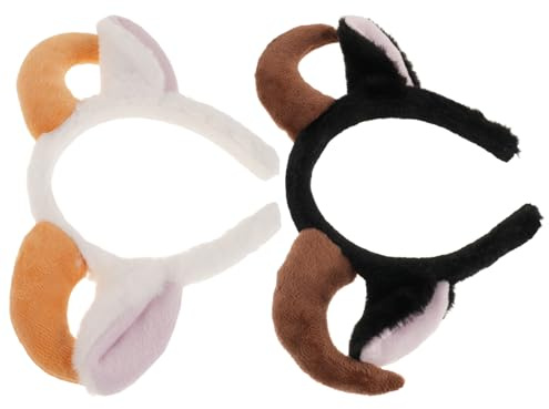 Hohopeti Set 2 Fasce per Chioma Orecchie e Corna di Capra in Peluche Morbido, Cerchietti Regolabili per Cosplay, Feste a Tema e Accessori Natalizi, Fascia Orecchie di Animali da Fattoria