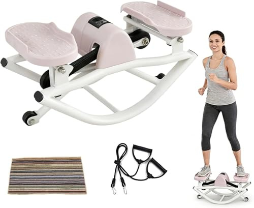 LYNNEYING Stepper Laterale A Dondolo, Macchina Da Allenamento A Dondolo, Stepper Fitness, Attrezzo Per Allenare Gambe, Core, Glutei, Per Casa, Dorm, Palestra(Pink)