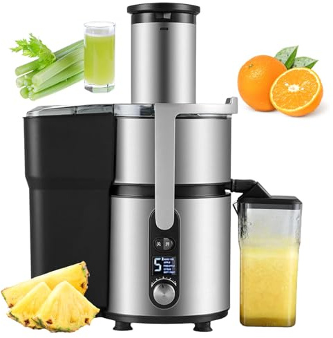 pealiritansemen Exprimidor Centrífugo – Tolva De Alimentación De 84 mm,Exprimidor Comercial De Frutas,5 Velocidades,Cuchilla De Acero Inoxidable,Separación Efectiva De La Pulpa,Piezas Desmontables