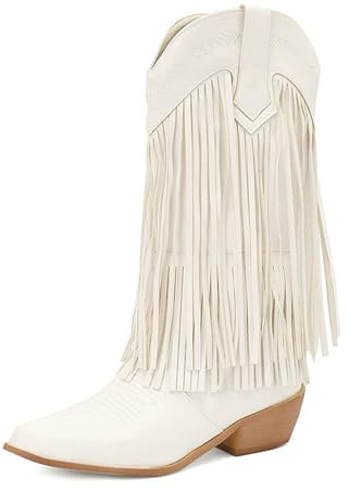Generisch Disfraz de vaquero para mujer, botas de vaquero para mujer, con flecos, para festival, botas occidentales, botas de ante para vaquero, botas de verano, botines hippie, botines para mujer, 01