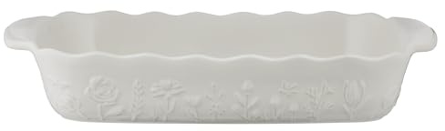 Mason Cash in The Meadow Large Cream Rectangular Baker 33 x 23cm | 2.8 Litre Floral Embossed Stoneware Oven-to-Table Dish for Baking, Roasting & Serving