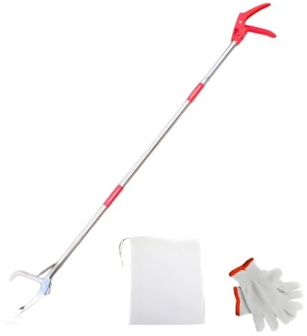 Machify Schlangen Greifer Werkzeug Set Schützend 127.0 cm extra langes Klappdesign Edelstahl Zange mit Vierzahnbacken inklusive Handschuhe und Tasche