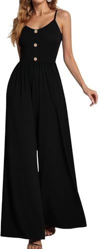 SamHeng Jumpsuit for Women Sleeveless Wide Leg Elegent Cami Jumpsuits M
