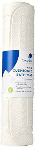 Croydex BB211022H Hygiene 'N' Clean Anti-Bacterial Slip-Resistant Textured Cushioned Medium Bath Mat, 35 x 70 cm, White