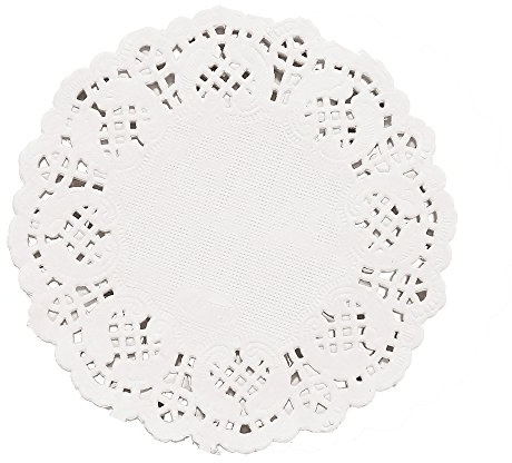 DECORA 3.5inch Round White Lace Paper Doilies for Wedding Tableware Decoration, 100-Pack