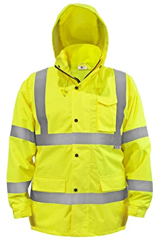 JORESTECH Hi-Visibility Waterproof Rain Jacket with Mesh Lining, ANSI/ISEA 107-2015 Class 3 Type R, Lightweight Wind-Resistant Safety Jacket