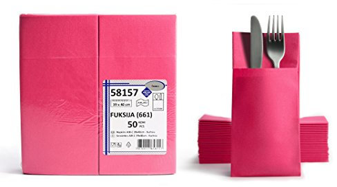 AROBA 50x Airlaid Besteckservietten (Rosa Fuchsia, 39x40 cm) - Hochwertige Serviettentaschen - Fertig gefaltete Bestecktaschen - Stoffähnliche Airlaidservietten