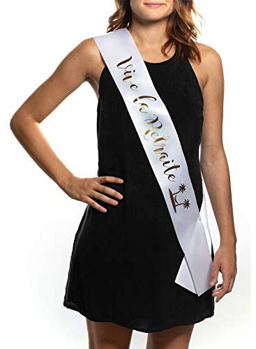 OLILLY Echarpe pour Fêter pour Fêter Le Départ en Retraite - Echarpe Blanche et Or - Vive la Retraite ou Miss Retraite