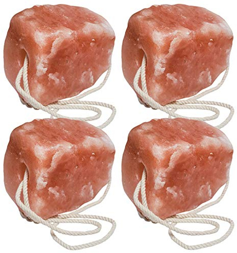 Darlies Organic Pink Himalayan Rock Salt Lick with Rope - 1KG 3KG 5KG Small Medium Large - Horse Livestock Licking Salt Supplement Treat (4, 1KG SMALL)