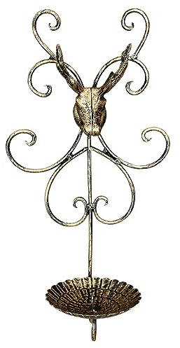 Stag Head Candle Holder Wall Mounted Deer Antler Vintage Retro Style Metal Distressed Home Décor Lighting Holder (Bronze Stag Sconce)