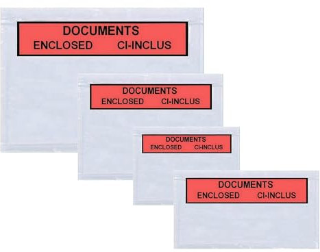 PACKY - Lieferscheintaschen Selbstklebend - Dokumententasche Paket A6 A5 A4 Oder DL - Transparente Versandtaschen - Documents Enclosed - Zoll Dokumententasche - A6 | 165 x 122 mm - 100 Stück