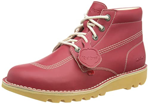 Kickers Bottines classiques unisexes en cuir alternatif Hi | Matériau à base de plantes | Extra confortables | Durabilité accrue | Qualité supérieure, Rouge, 39 EU