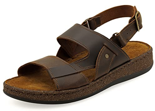 44 Braun Emmanuela Antike griechische Leder Sandalen für Herren, handgefertigte Herren Sandalen mit offenen Zehen, Qualität verstellbare Schnalle Sommerschuhe in Schwarz, Braun, Beige