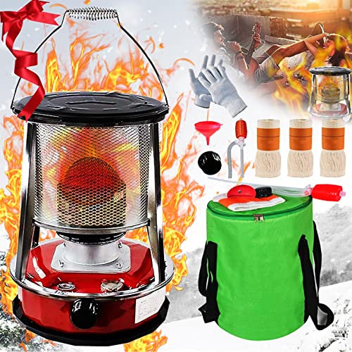 Petroleum stove for interiors, petroleum heating heater with fall protection, portable efficient petroleum heating inside with 3 wicks, for outdoor camping barbecue , white, 6l/590 ( Color : Red Rot ,
