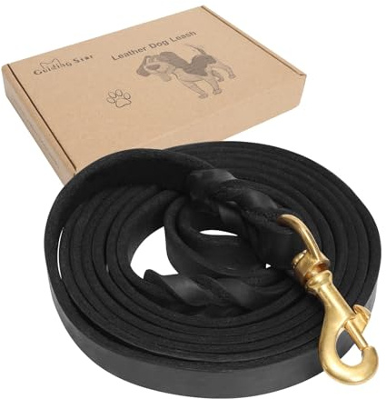 Guiding Star Leather Dog Leash 5ft, Dog Leashes for Large Dogs Heavy Duty, Soft Braided Handmade Leather Training Leash for Large & Medium Dogs (5ftx3/4inch, Black)