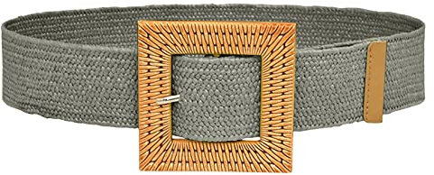 Tretchgürtel Militär Gurtband für Damen Herren Elastischer, gewebter, lässiger Sommergürtel für Damen, dünner Stretch-Gürtel mit Holzschnalle Gelbe Mütze Damen Stoffgürtel Geflochtener Stretchgürtel