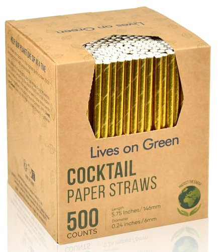 14,6 cm, cannucce corte di carta dorata e bastoncini di miscelazione, 500 pezzi, per feste, matrimoni, bar, ristoranti