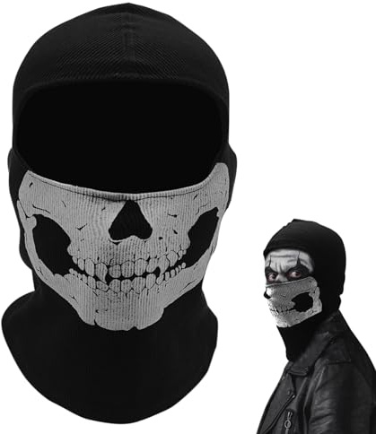 SKHAOVS Balaclava spöke, kylig spöke dödskalle, Call of Duty, spökmask, motorcykel, cykling, nacke, dödskalle, skrämmande bandana för halloween skateboard (svart)
