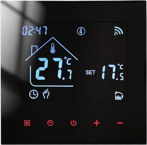 Termostato WiFi per Caldaia a Gas,Termostato Ambiente da incaso con la scatola 86*86mm(non comaptibile con 503) Schermo LCD Programmabile con Telefono App(90-240V corrente)（ non funziona a batterie.）