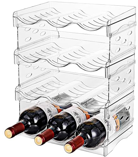 Baosia Stackable Wine Rack,Wine Bottle Holder for Inside Cabinet,for Pantry,Refrigerator,Countertop Organization-4 Tiers for 12 Bottles