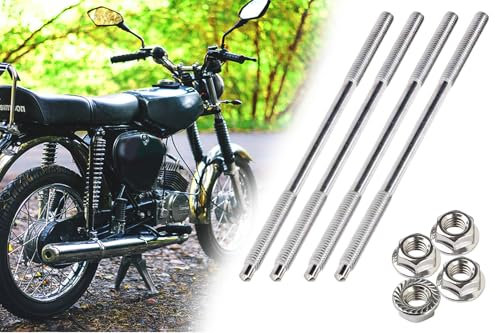 4x Zuganker Zylinder Stehbolzen M6 x 126 mm + Kopfmutter Sperrzahnmutter M6 für Simson S51, S53, S70, KR51/2, SR50, SL1, SD50, MS50, TS050