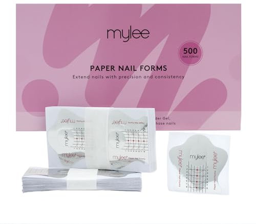 Mylee Nagelpapier-Formen, Zum Nagelverlängerungen, Selbstklebende Nagelmodellierschablonen, Verwendbar mit Polymer Gel, Builder Gel und Acryl, DIY Sticker Guide, Maniküre Designpapier, 500 Stück