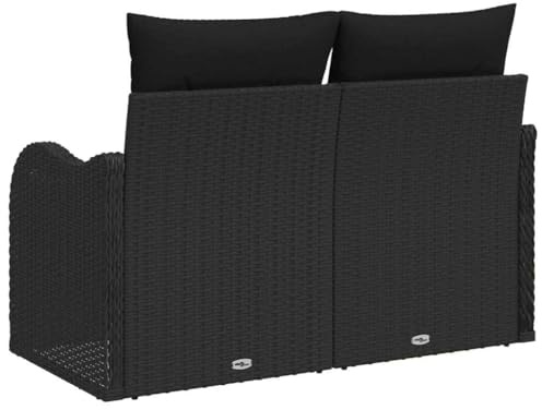 vidaXL Trädgårdsoffa med kudde Svart 121 x 62 x 69cm konstrotting