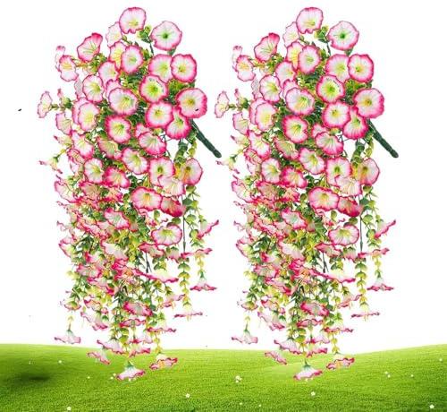 Konstgjorda Petunior Naturtrogna 2 stycken konstgjorda blommor | Utomhus Falsk Petunia Dekoration för utomhus, patio, träd, , bak, balkong, inomhus, bröllop och fest