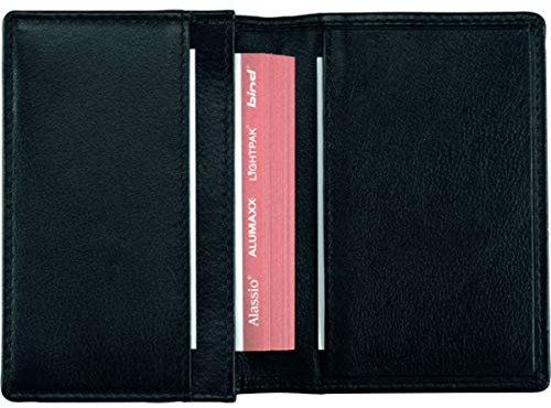 Alassio Visitenkartenetui aus feinem Nappaleder, mit 3 Fächer für ca. 30 Visiten- oder Kreditkarten Visitenkartenhülle, 11 cm, Schwarz