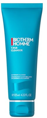 Biotherm Homme T-PUR Cleanser, beruhigender Reinigungsschaum für Männer, mit Meeresmineralien und Mineralperlit, sanfte Gesichtsreinigung mit Peeling, für ein verfeinertes Hautbild, 125 ml