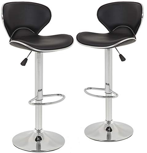 BestOffice | Bar Stools with Backrest | Black, Set of 2 | 250 lbs Capacity
