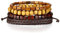 JewelryWe Herren Leder Armband Wickelarmband: Retro Lederarmband Kugel Perlen Leder Seil Geflochten Armreif Perlenarmband Wickel Surfer Surferarmband Braun