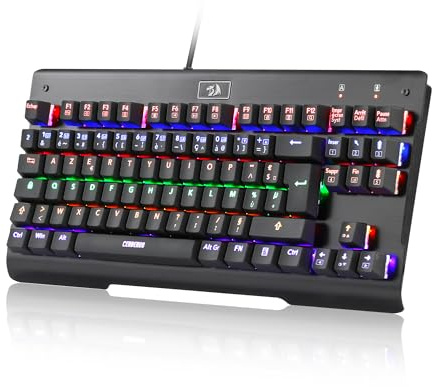 Redragon K561 TKL Clavier de Jeu mécanique, Clavier RGB, commutateurs mécaniques Bleus, Anti-ghosting, Design Portable, Clavier Filaire USB, Disposition AZERTY française – Noir