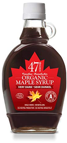 47° North Sciroppo d'acero biologico canadese VERY DARK molto scuro - molto intenso, 250g, fonte unica, grado A, senza glutine, vegano, gusto leggero e dolce per pancake e altro