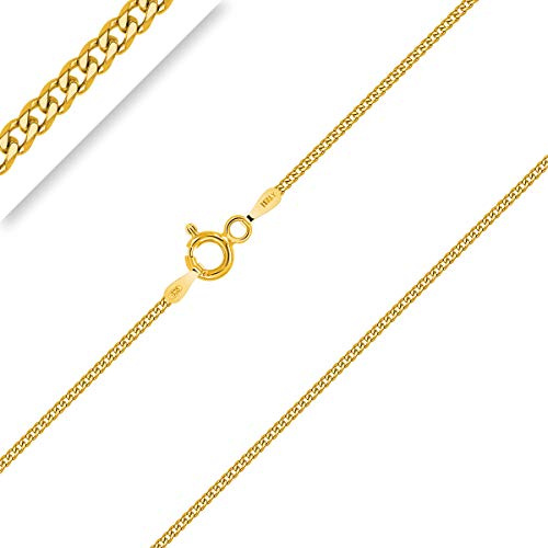 PLANETYS - Chaîne Maille Gourmette Diamantée Argent 925/1000 Plaqué Or Jaune 18 Carats Largeur 1.2 mm - 50 cm