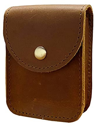 aolaso Spielkartenetui, Echtes Leder Single Deck Card Box/Halter Ledergürteltasche für Männer Mini-Gürteltasche- Männer Geschenk- Braun
