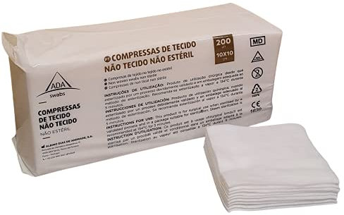 Garze in tessuto non tessuto (TNT), non sterili, 10 x 10 cm, 30 g, 200 unità, 4 strati, fabbricate in UE