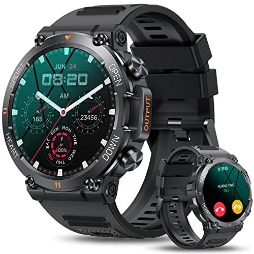 AVUMDA Orologio Smartwatch Uomo, 1,7 Militari Smart Watch con Chiamate,Orologio Fitness Tracker con Contapassi Cardiofrequenzimetro,Lettore Musicale,128 Modalità Sport,Orologio Sportivo Uomo