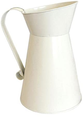 SEARUB Pot De Fleur Vintage Rustique Blanc Arrosage Pot À Lait Vase avec Poignée Ferme Décor À Fournitures De Jardinage Vintage Vase Remplisseurs
