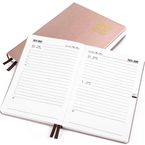 Kesote Terminplaner 2026, Buchkalender A5 Wochenplaner Leder Kalender Terminkalender Hardcover Wochenkalender Rosegold, 1 Tag 1 Seite