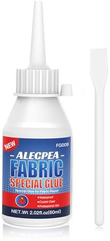 60ML Fabric Glue for Clothing Permanent Washable 100% Waterproof, No Sew Solution, Washer/Dryer Safe
