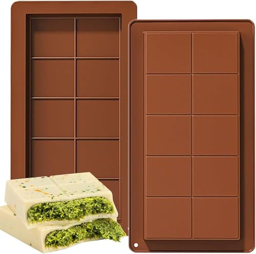 Schokoladenform Silikon Tief 2 Stück Dubai Schokoladentafel Form Mit Schaber und Tasche Silikonform Schokoladentafel Tiefe Schokoladenform Extra Tief Schokolade Form Für Schokolade Praline