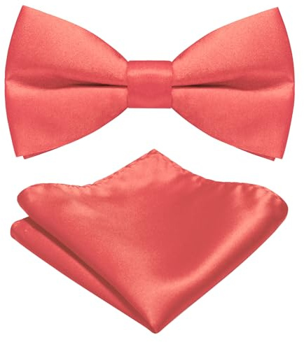 JEMYGINS Pajarita para hombre, disponible en colores lisos, incluye pañuelo de bolsillo