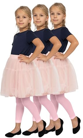 looksy Lot de 3 paires de collants de danse opaques pour petites filles Longueur 7/8 Pantalon de gymnastique à la mode pour enfants Alice, ensemble de 3 paires